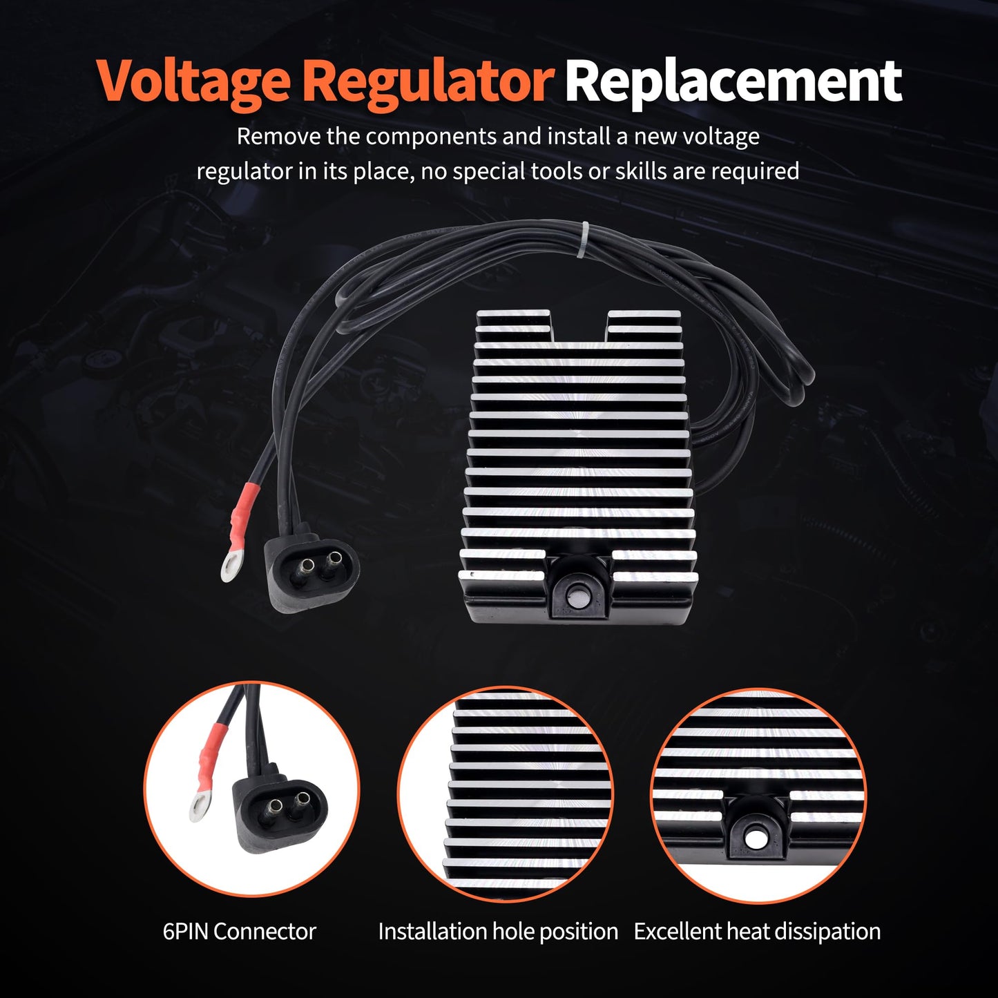 HiSport Voltage Regulator Rectifier - Compatible with Harley-Davidson CVO Dyna Fatboy Replaces 74519-88 74519-88A