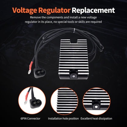 HiSport Voltage Regulator Rectifier - Compatible with Harley-Davidson CVO Dyna Fatboy Replaces 74519-88 74519-88A