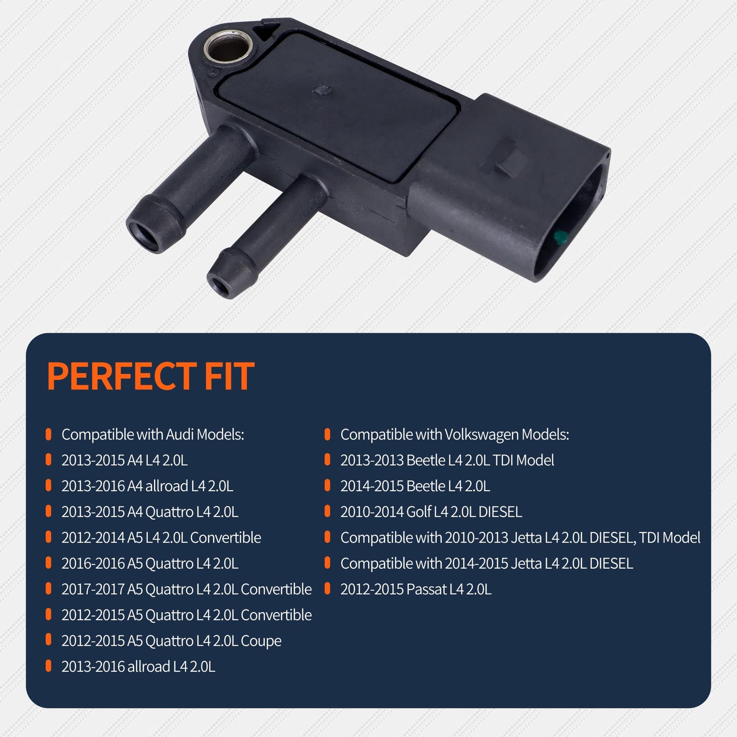 HiSport Differential Pressure Sensor 076906051B Compatible with Audi A3 VW Beetle Jetta Passat Replaces 076906051B