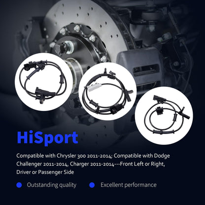 HiSport Front Rear Left Driver and Right Passenger Side ABS Wheel Speed Sensor Set Compatible with Dodge Chrysler 300 Challenger Charger 4PCS