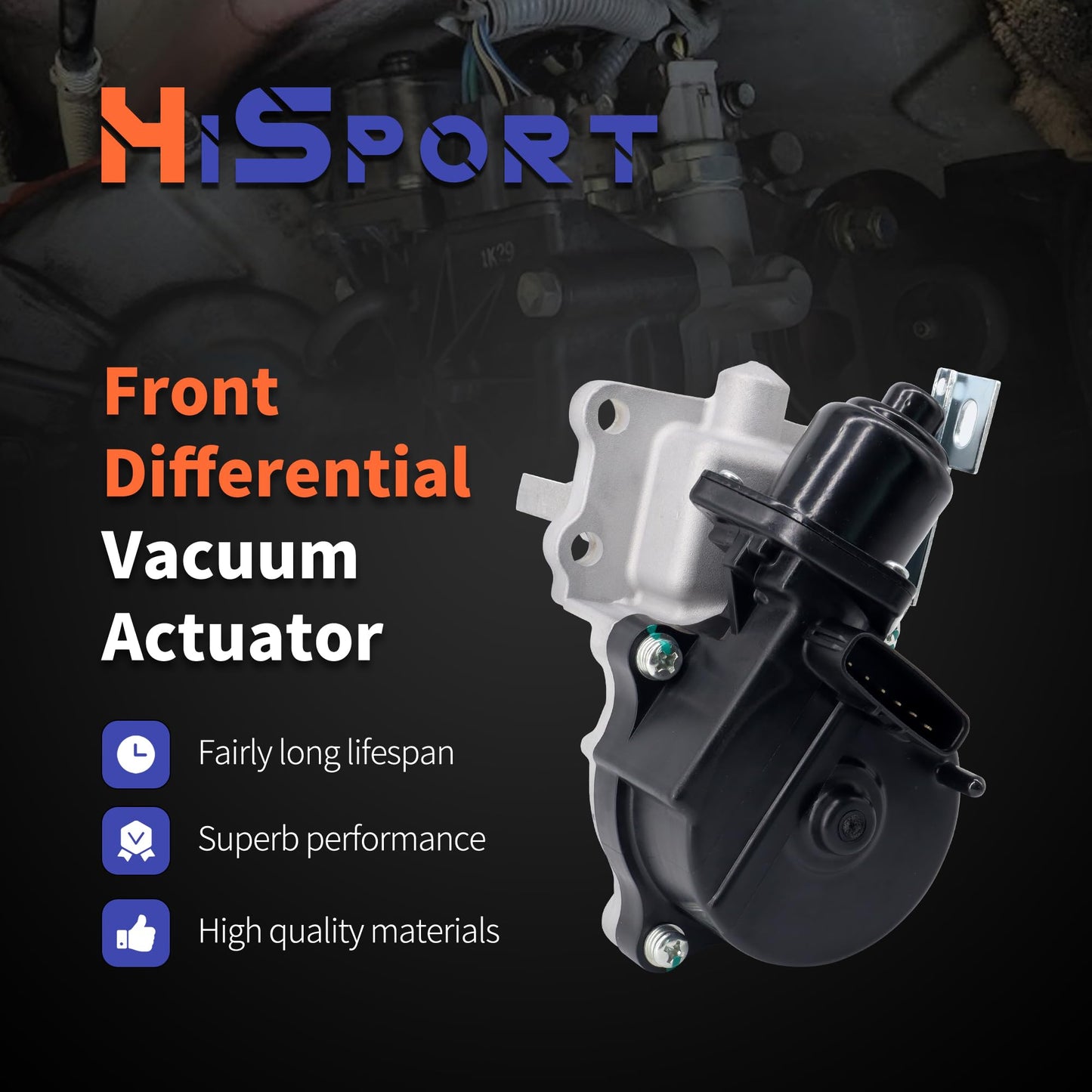 HiSport Front Differential Vacuum Actuator Assembly 4WD 4140034010 Replacement For Toyota 4Runner, Tacoma Base, Sequoia Limited & Tundra 2000-2007 Replace 41400-34012