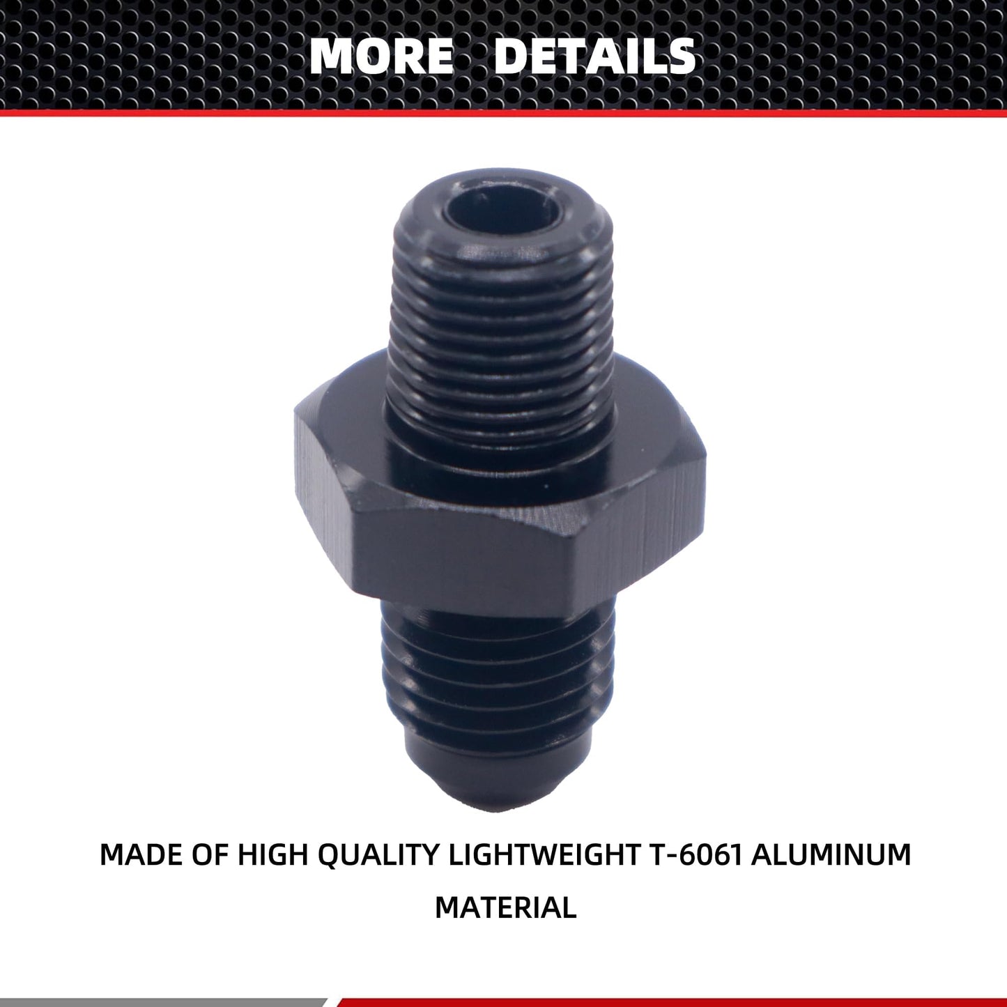 HiSport 4AN to 1/8 NPT Male Hose Fitting Adapter, Universal Aluminum Flare Male 4AN to 1/8'' NPT Union Fuel Oil Line Pipe Connector Black Anodized