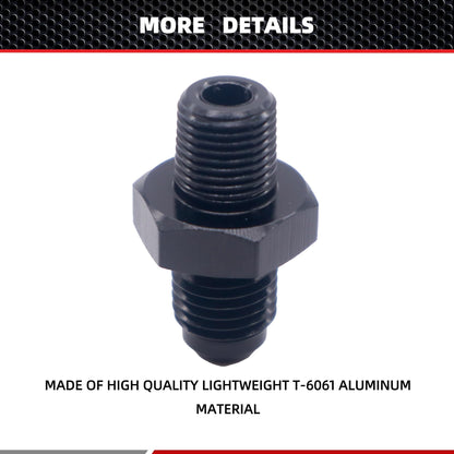 HiSport 4AN to 1/8 NPT Male Hose Fitting Adapter, Universal Aluminum Flare Male 4AN to 1/8'' NPT Union Fuel Oil Line Pipe Connector Black Anodized