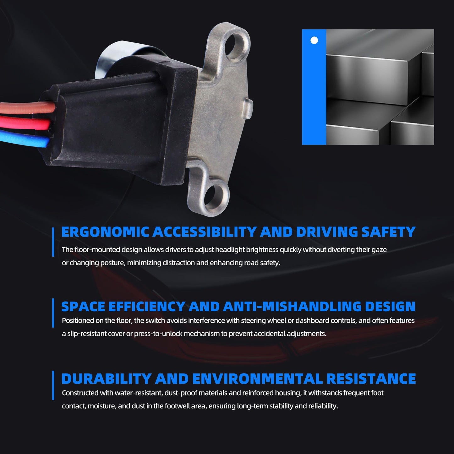 HiSport Floor Mounted Headlight Dimmer Switch Compatible with Navistar International 5000 9100 9200 9300 9400 9900 9100i 9200i 1996-1999 Headlamp Button Replace 452187C2