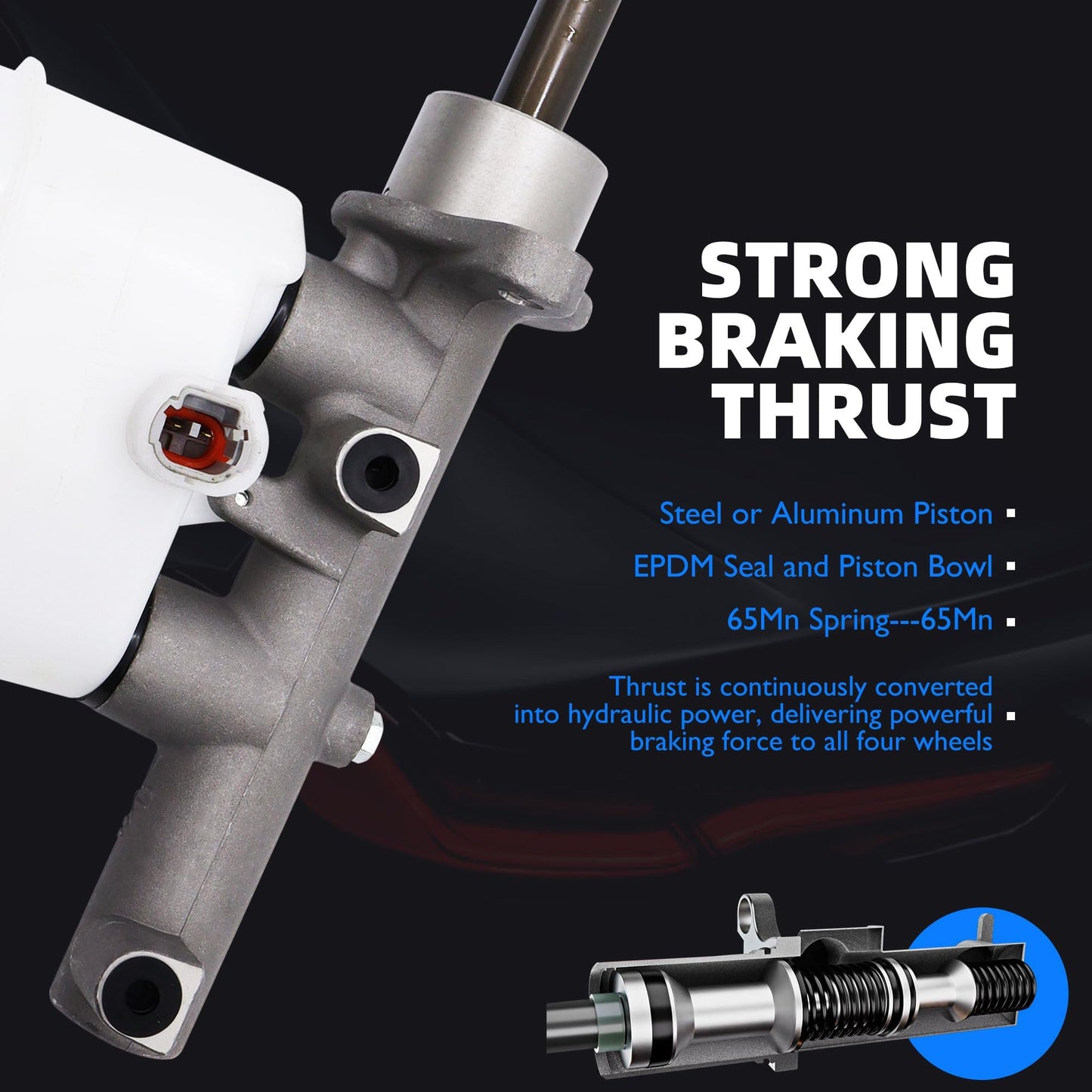 HiSport 472010C010 Brake Master Cylinder with Reservoir and Cap Compatible with Toyota Vehicles Tundra 2000 2001 2002 2003 2004 2005 2006 Replacement for 472010C011, 472010C012 SKM630126 M630126