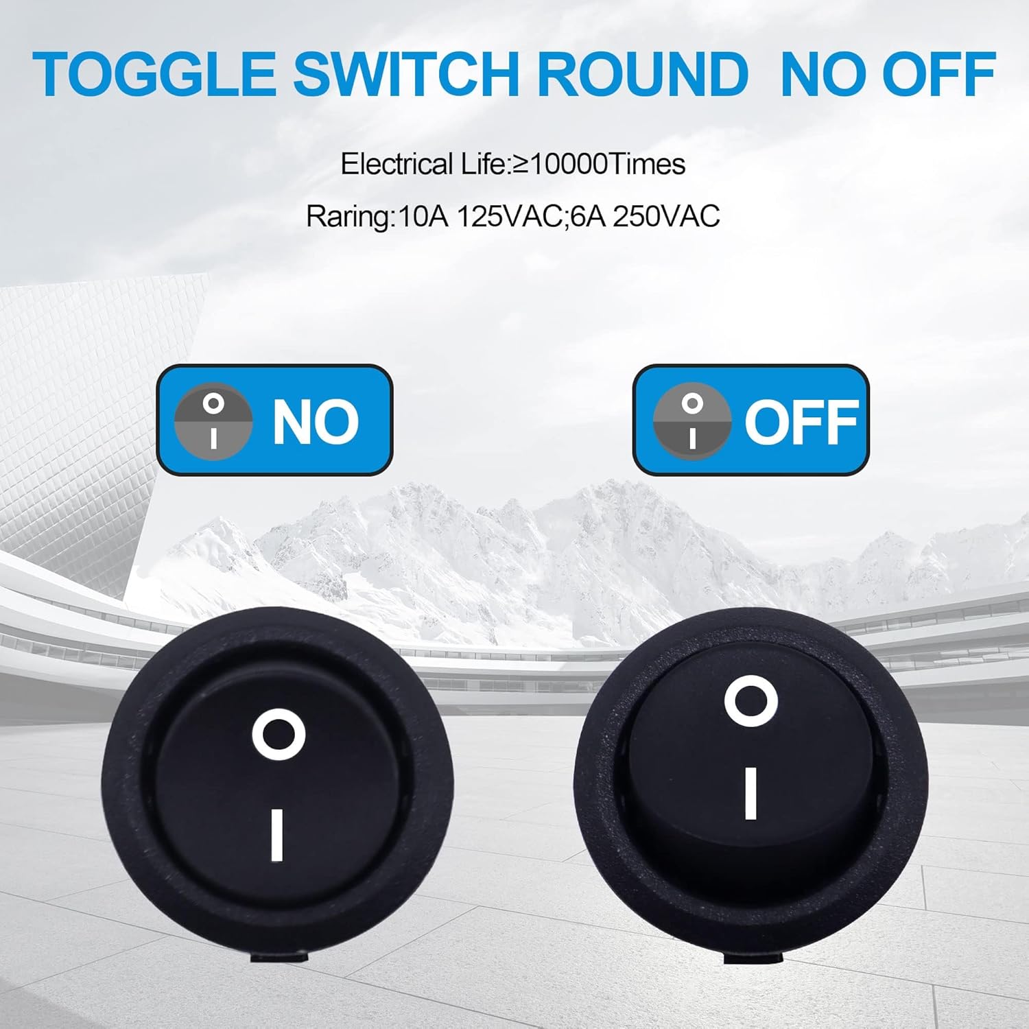 HISports Rocker Switch ON/Off Mini Round Toggle Switch SPST 2Pin Snap-in Latching 10A/125V 6A/250V Waterproof Rocker Toggle Switch Car Dashboard Switch for Car RV Marine Boat Truck Motorcycles 5 Pcs