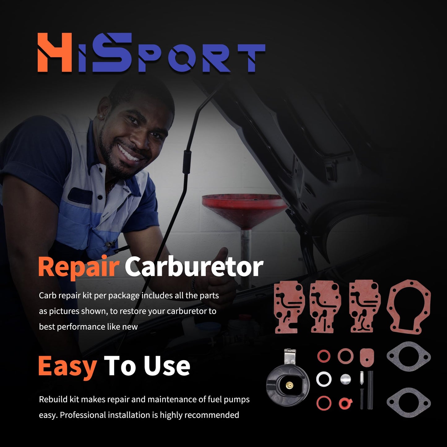 HiSport Carburetor Carb Repair Kit 439073 431897 18-7219 Replacement for Johnson Evinrude 6hp 8hp 9.9hp 15hp 20hp