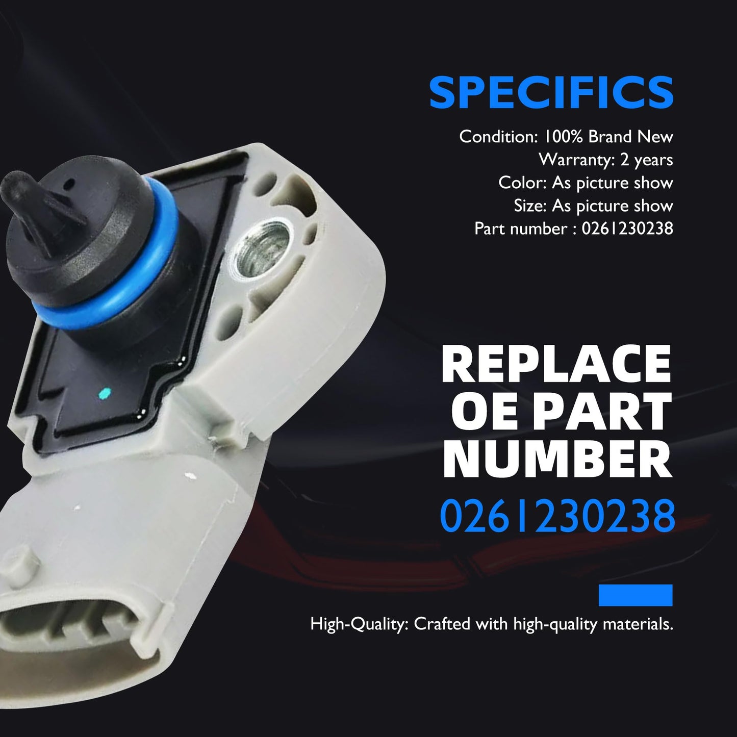 HiSport 0261230238 Fuel Injection Pressure Sensor Compatible with Volvo C30 2007-2013, C70 2006-2013, S40 2004-2011, S60, S80, V50, V60, V70, XC60, XC70, XC90 Replacement Part