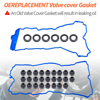 HiSport Engine Valve Cover Gasket Set - Compatible with Buick Allure Enclave Encore Lacrosse Cadillac ATS CTS SRX STS XTS GMC Acadia Canyon Terrain 1.4L 3.0L 3.6L 2008-2020 - Replace VS50808R