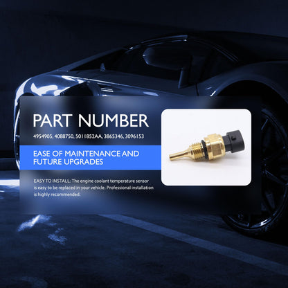 HiSport 4954905 Engine Coolant Temperature Sensor - Compatible with Dodge Ram 2500 Pickup 2004-2010 Ram 2500 2011-2024 3500 2011-2024 Replaces 4088750 5011852AA 3865346 3096153