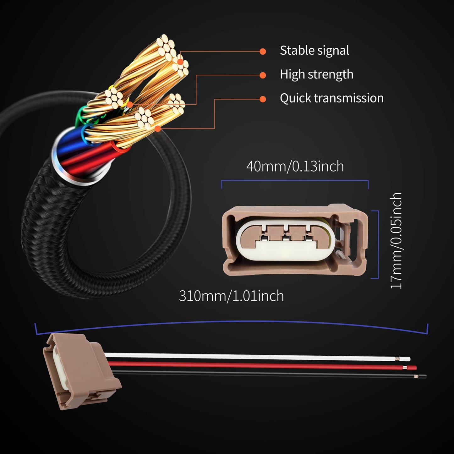 HiSport 2U5Z13411SA Turn Signal Light Socket with 3 Wire Pigtail Connector Compatible with Ford Lincoln Mercury Mazda YF1Z13411CA, 2 Sets