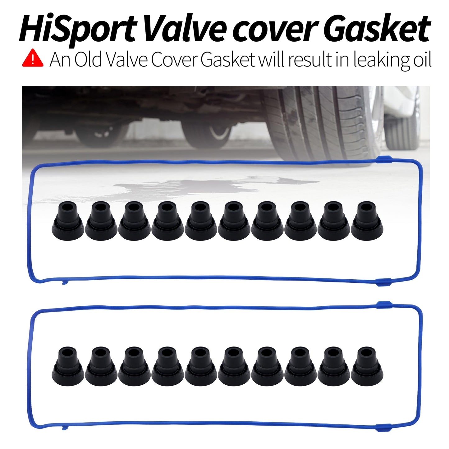 HiSport VS50377R Valve Cover Gasket Seal - Compatible with Ford Crown Victoria E-150 Explorer F-150 F-250 Mustang Thunderbird Lincoln Town Car Mercury Cougar Grand Marquis 4.6L Engine 1991-2002