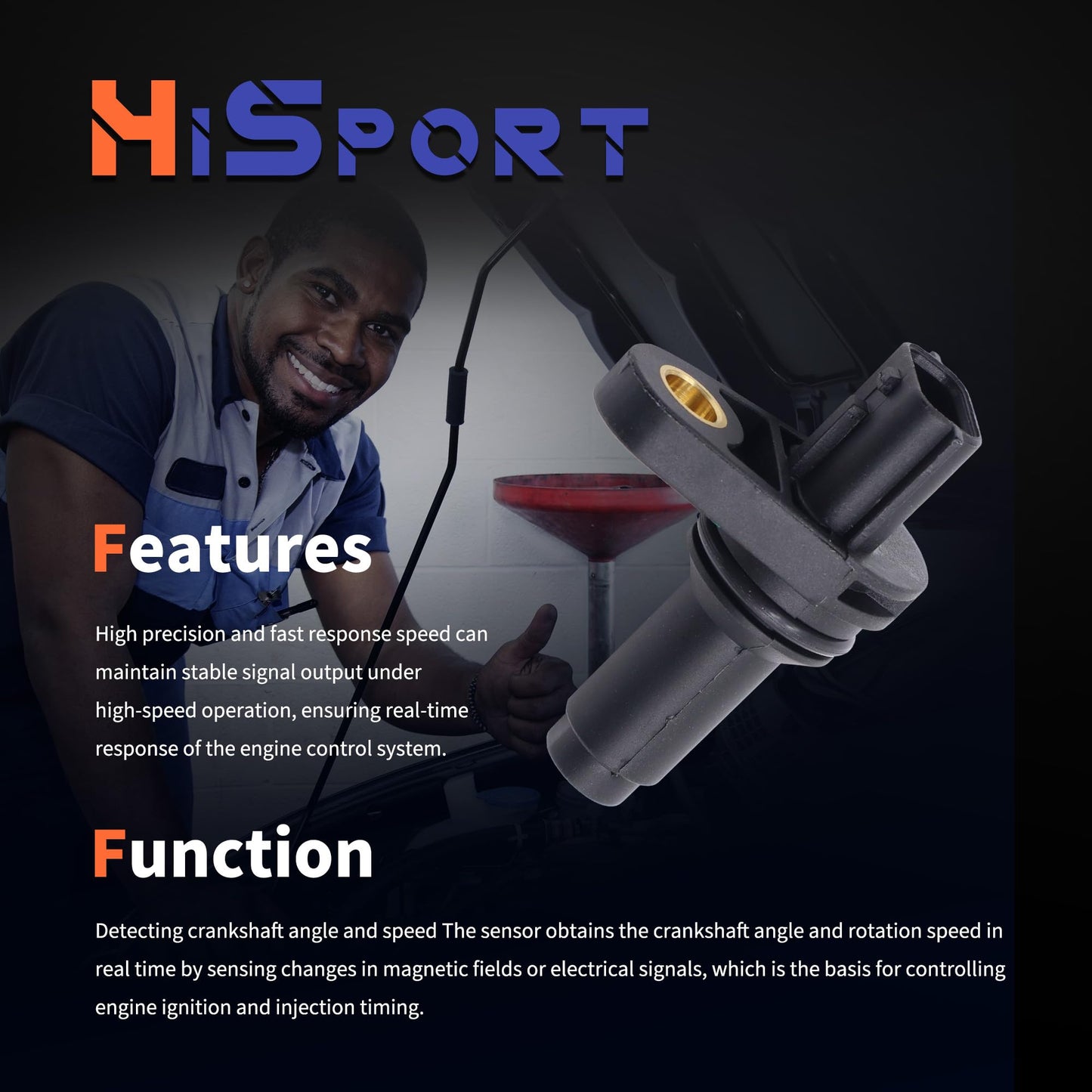 HiSport Crankshaft Position Sensor - Compatible with Infiniti EX35 EX37 FX35 FX37 Nissan 350Z 370Z Altima Renault Safrane Replaces 23731JA10B