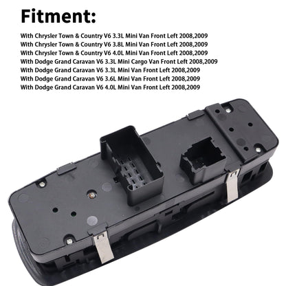 HiSport 4602535AG Master Power Window Switch Front Left Driver Side - Compatible with Chrysler Town & Country 2008 2009 Dodge Grand Caravan 2008 2009-3 PINS + 0 PIN