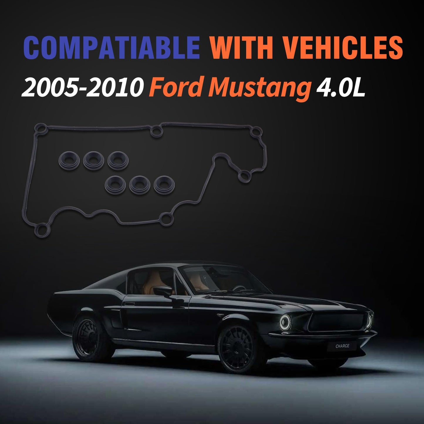 HiSport Valve Cover Gasket Set - Compatible with Ford 2005 2006 2007 2008 2009 2010 Mustang 4.0L - Replace VS50646R