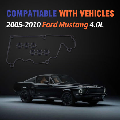 HiSport Valve Cover Gasket Set - Compatible with Ford 2005 2006 2007 2008 2009 2010 Mustang 4.0L - Replace VS50646R