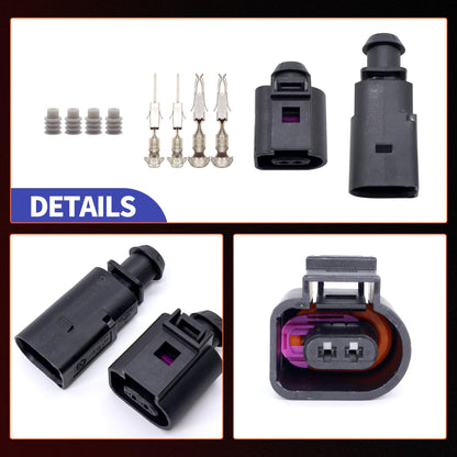 HiSport Connector Sensor Plug Adapter Plug Clip Kit - Compatible with Audi A3 A4 A5 A6 A7 A8 Q3 Q5 Q7 Volkswagen Beetle E-Golf Porsche Boxster Rabbit Replaces 1J0973702 8Z0820535 6RD820535