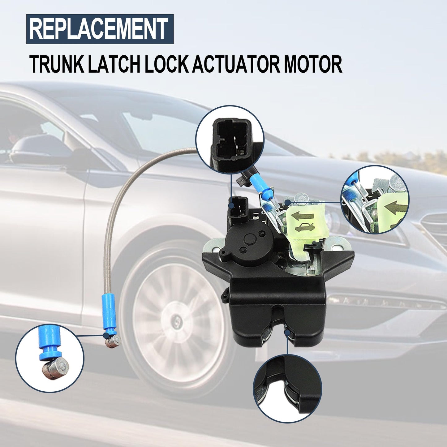 HiSport Trunk Rear Latch Door Actuator 81230-C1010 - Compatible with Hyundai Sonata, 1.6L 2.0L 2.4L Engines 2015 2016 2017 - Tailgate Tail Gate Latch Lock Actuator Motor Assembly