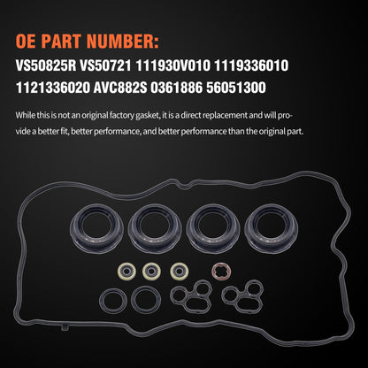 HiSport Valve Cover Gasket - Compatible with Lexus NX300h ES300h Compatible with Scion tC Compatible with Toyota Avalon RAV4 Camry Highlander Venza Sienna 2.5L 2.7L 2009-2020 - Replace VS50825R