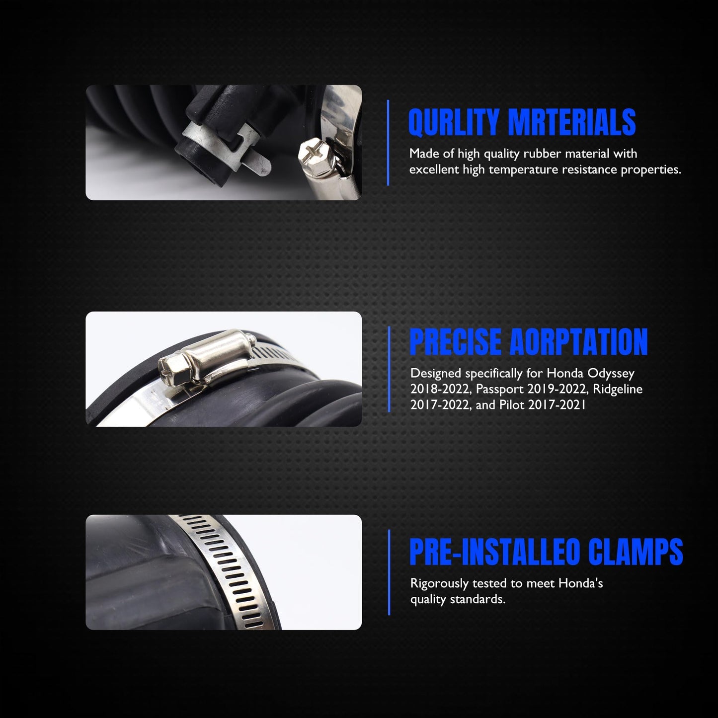 HiSport Air Intake Hose Intake Filter Tube - Compatible with Acura MDX ZDX 2010 2011 2012 2013 Replaces 17228-RYE-A10