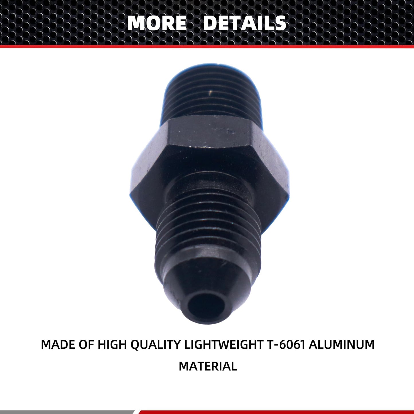 HiSport 3AN to 1/8 NPT Male Hose Fitting Adapter, Universal Aluminum Flare Male 3AN to 1/8'' NPT Union Fuel Oil Line Pipe Connector Black Anodized