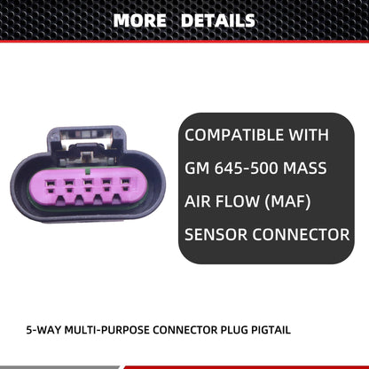 HiSport 645-500 Mass Air Flow Sensor Connector Comptible with Buick, Cadillac, Chevrolet, Chevy, GMC, Hummer, Isuzu, Oldsmobile, Pontiac, Saab, Saturn, Workhorse Fasttrack Replace 13585858, 19151498