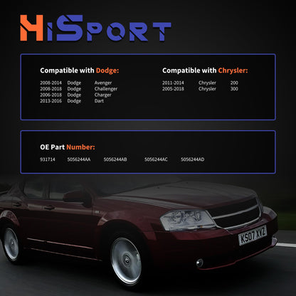 HiSport Rear Tailgate Lock Trunk Latch Actuator Compatible with Dodge Avenger Challenger Charger Dart 2006-2018,Replacement for Chrysler 200 300 2005-2018 Replace 931714, 5056244AA, 5056244AB
