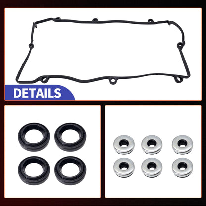 HiSport Engine Valve Cover Gasket Set VS50627R - Compatible with Acura CSX RSX ILX TSX Compatible with Honda Civic CR-V Crosstour Accord Element 2002-2013 2.0L 2.4L