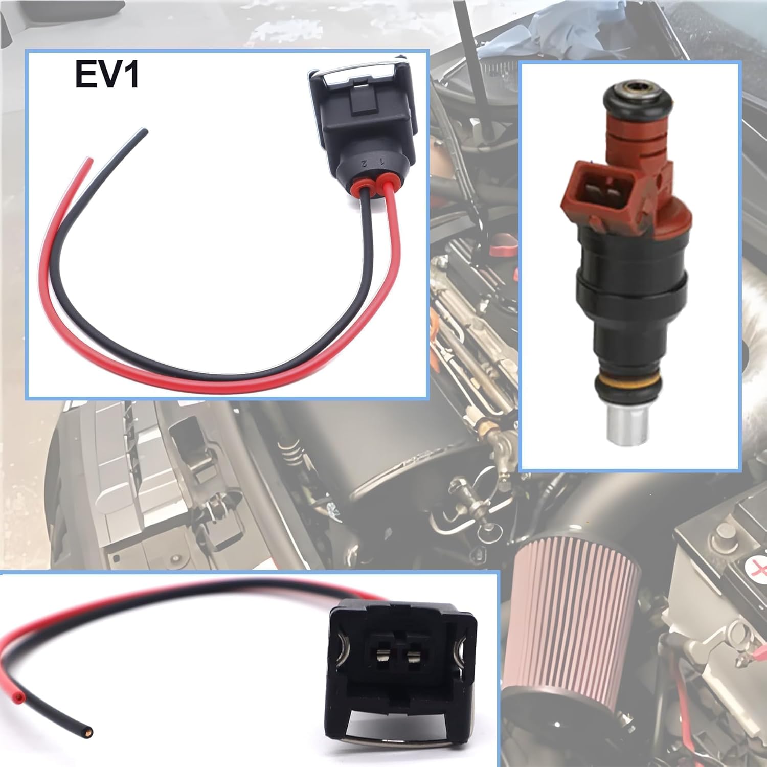 HISports 8-teiliger Kraftstoff Einspritzer-Kabelbaum-Stecker, Kraftstoff Einspritzer-EV1-Stecker, Kabelbaum-Pigtail-Kabelbaum-Clip, geeignet für Autos