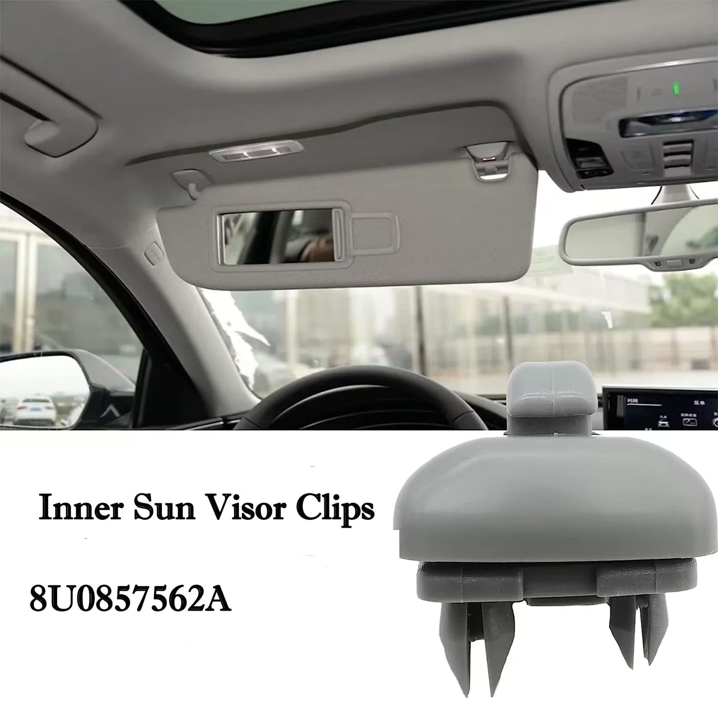 HiSport Inner Sun Visor Clips, Hook Retainer Bracket Mount Compatible with Audi A1 A3 A4 A5 Q3 Q5 S3 S4 S5 TT, 8U0857562A, 2PCS