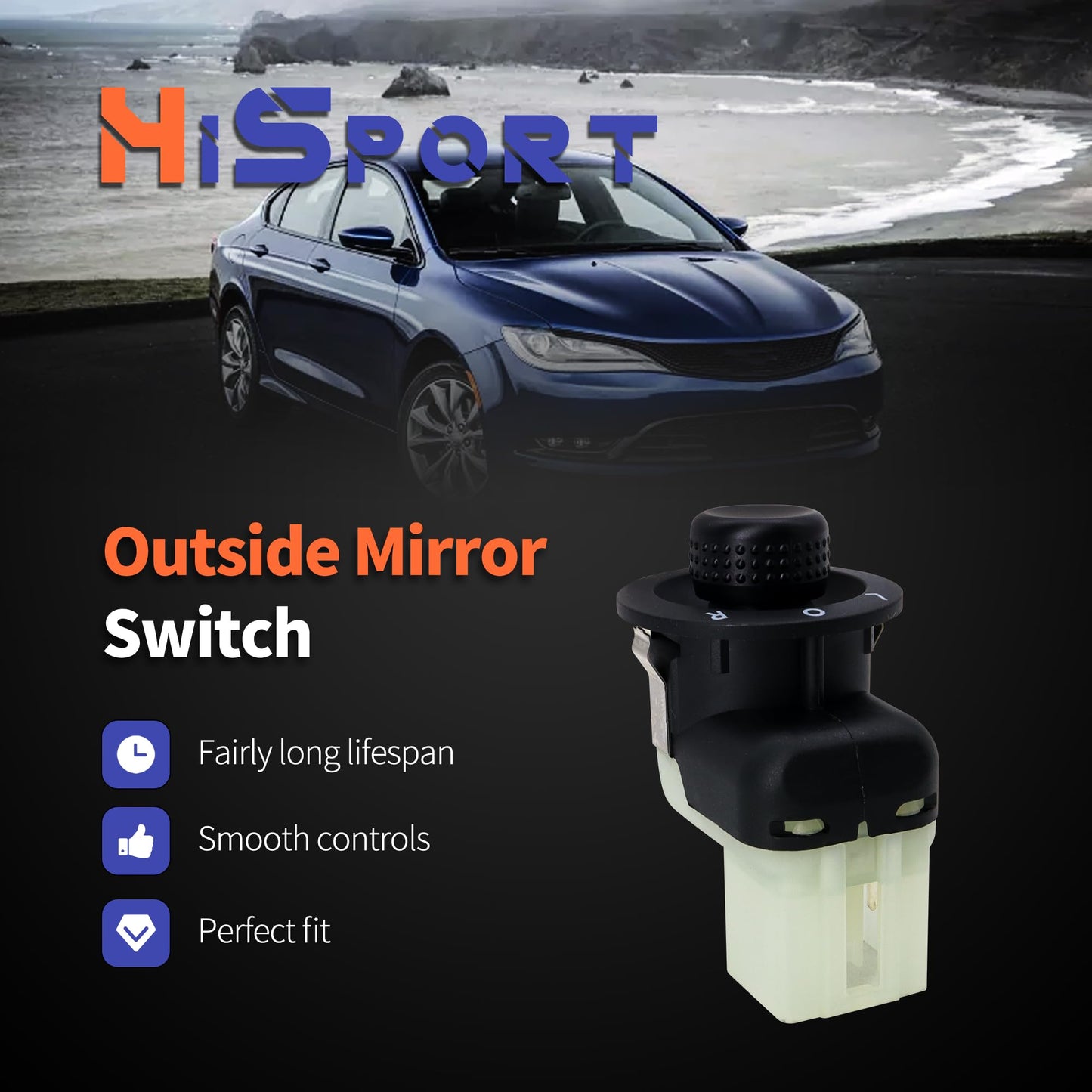 HiSport Car Power Rear View Mirror Conrtol Switch - Compatible with Chrysler 200 Sebring Aspen Dodge Avenger Caliber Dakota Durango Jeep Compas Patriot 2007-2014 - Replace 56040694AD