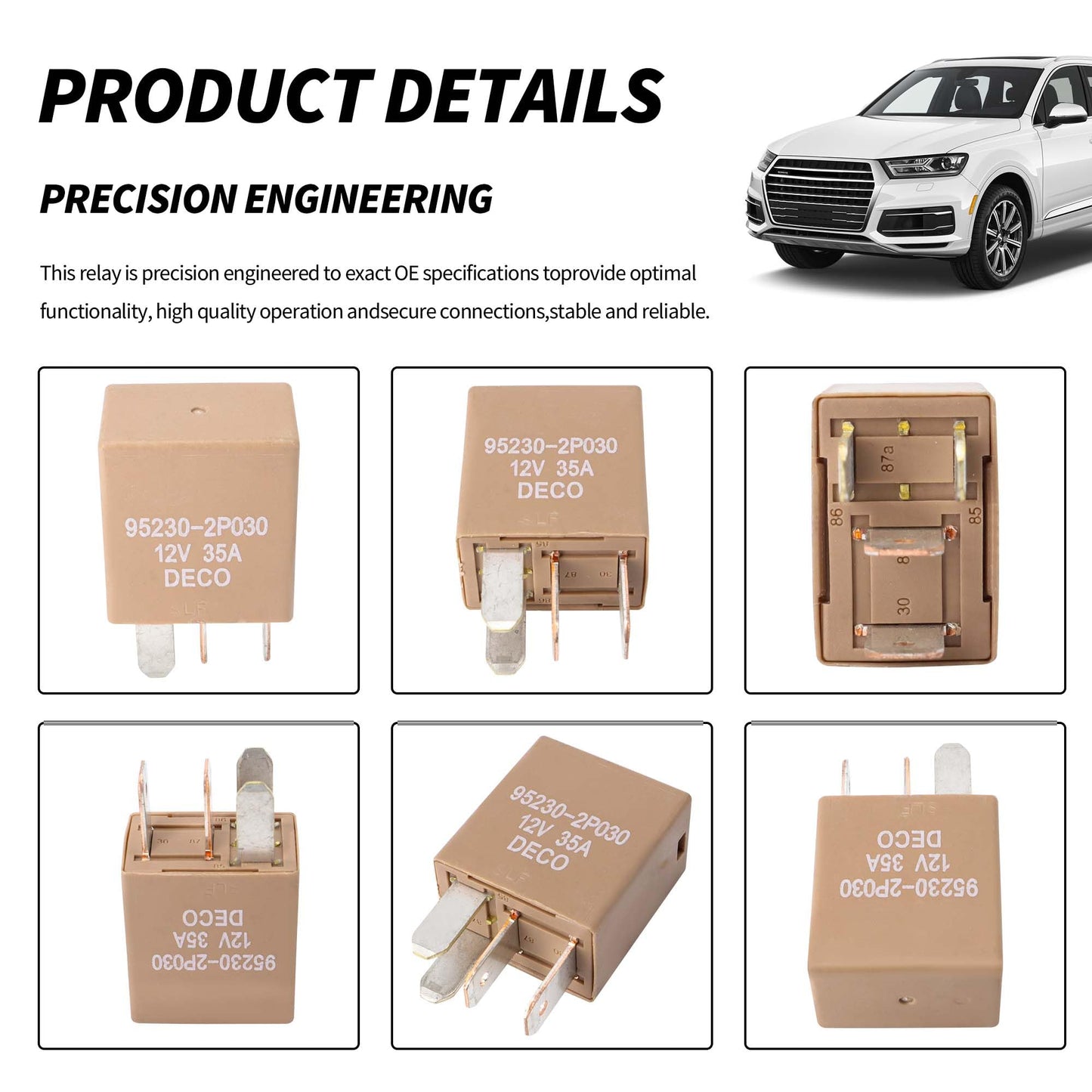 HiSport Relay 95230-2P030 4 Pins 12V 35A Automotive Power Relay Compatible with Hyundai Ioniq 2017-2020, Palisade 2020; Replacement for Kia Optima 2012
