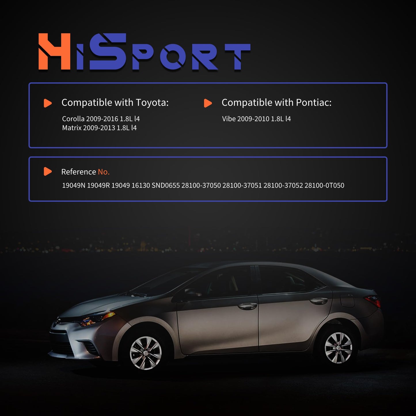 HiSport 28100-0T050 Starter Motor - Compatible with Toyota Corolla 2009-2016 1.8L l4 Matrix 2009-2013 1.8L l4 Compatible with Pontiac Vibe 2009-2010 1.8L l4 12V 1.6KW 9 Teeth Clockwise