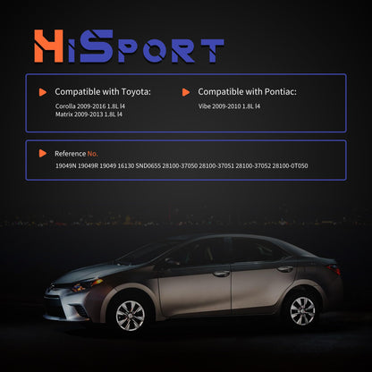 HiSport 28100-0T050 Starter Motor - Compatible with Toyota Corolla 2009-2016 1.8L l4 Matrix 2009-2013 1.8L l4 Compatible with Pontiac Vibe 2009-2010 1.8L l4 12V 1.6KW 9 Teeth Clockwise