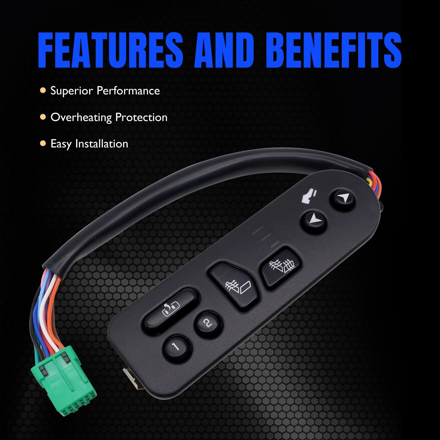 HiSport Driver Side Seat Heater Switch Control with Pedal - Compatible with Cadillac Escalade ESV EXT Chevy Avalanche 1500 2500 Suburban 1500 2500 Tahoe GMC Yukon XL 1500 2500 Replace 15116862