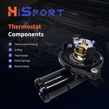 HiSport 5184977AE Engine Coolant Thermostat Housing Assembly - Compatible with Chrysler 300 2011-2018 Compatible with Dodge Challenger 2011-2018 Charger 2011-2018