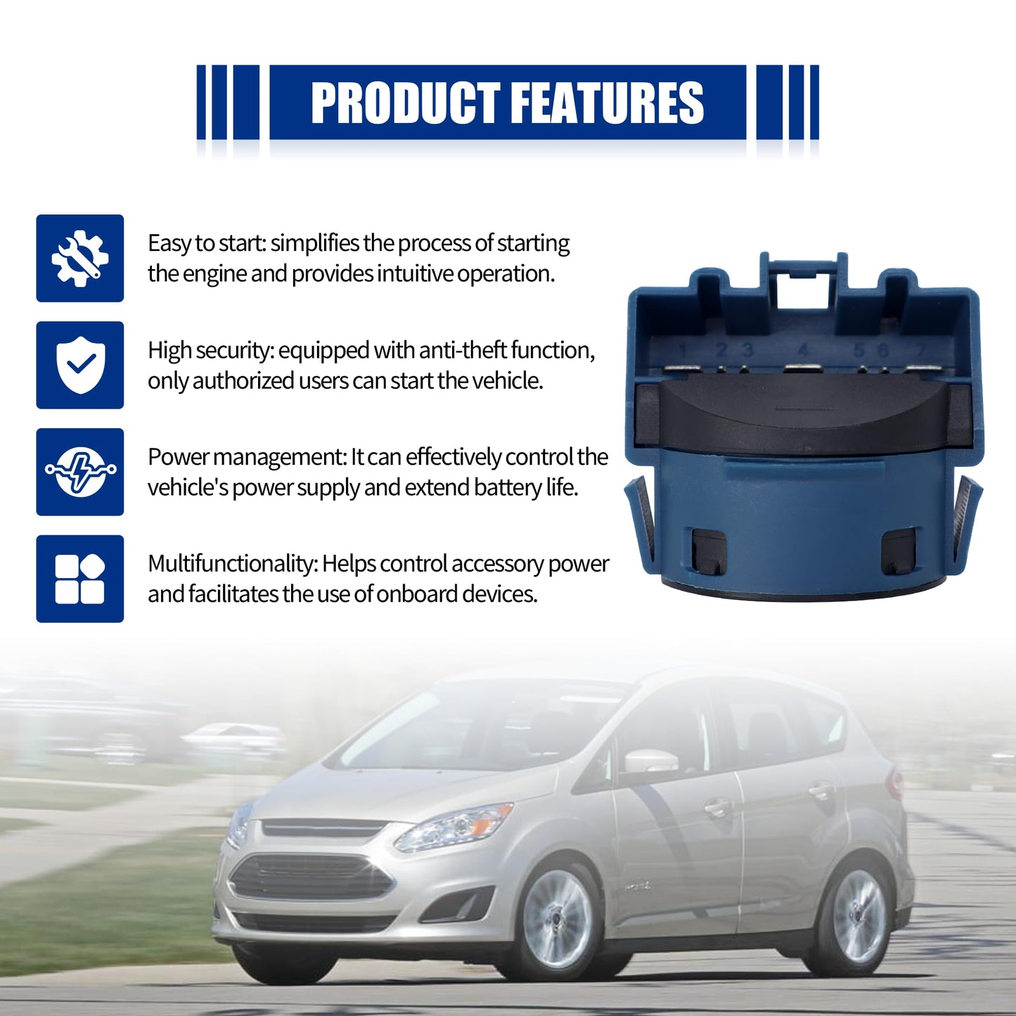 HiSport Ignition Switch - Compatible with Ford Edge, Escape, Explorer, F150, F350, Lincoln MKS, MKX, MKZ, Navigator, Mercury Mariner, Milan, Sable