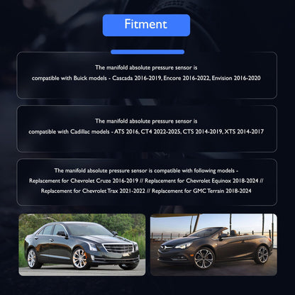HiSport 55573249 Manifold Absolute Pressure Sensor - Compatible with Buick Cascada Encore Envision Cadillac ATS CT4 CTS XTS Chevrolet Cruze Equinox Trax GMC Terrain Replaces 236G9580