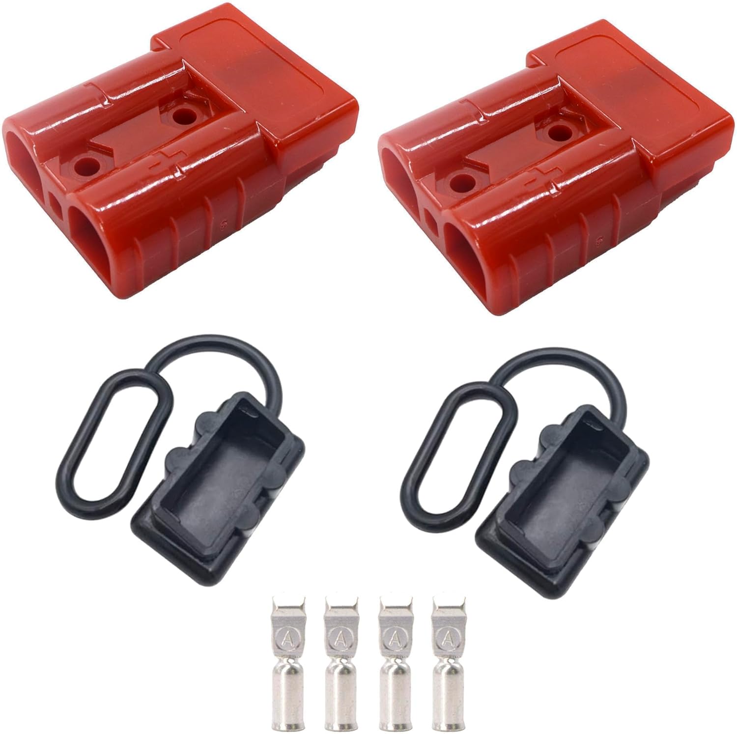 HISports 50A Batterie Anschluss Schnellanschluss Stecker Für Staubschutz für Autos, Wohnwagen, Wohnmobile, Motorräder und Boote,2 Stück Rot