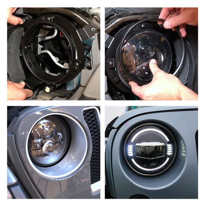 HiSport Headlight Mounting Bracket Aluminium Alloy - Omnidirectional Adjustable with Wiring Harness, Compatible with Jeep Wrangler JL 2018-2020 (7" Light, 6-Piece Set)