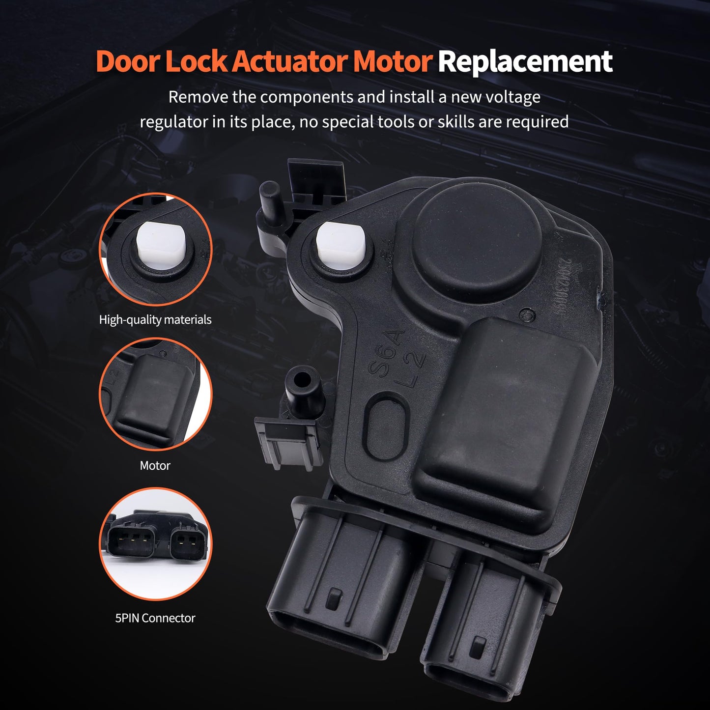 HiSport Door Lock Actuator Motor Front Left Driver Side 72155-S5P-A11 72155S5PA11 Compatible with Honda Accord Civic CR-V Element Odyssey Pilot, Replacement for Acura RSX