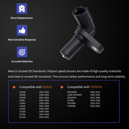 HiSport Transmission Speed Sensor - Compatible with Lexus GS300 GS400 GS430 IS300 Toyota 4Runner Land Cruiser Sequoia Replaces 89411-50010 8941150010 13-0223 240-1061