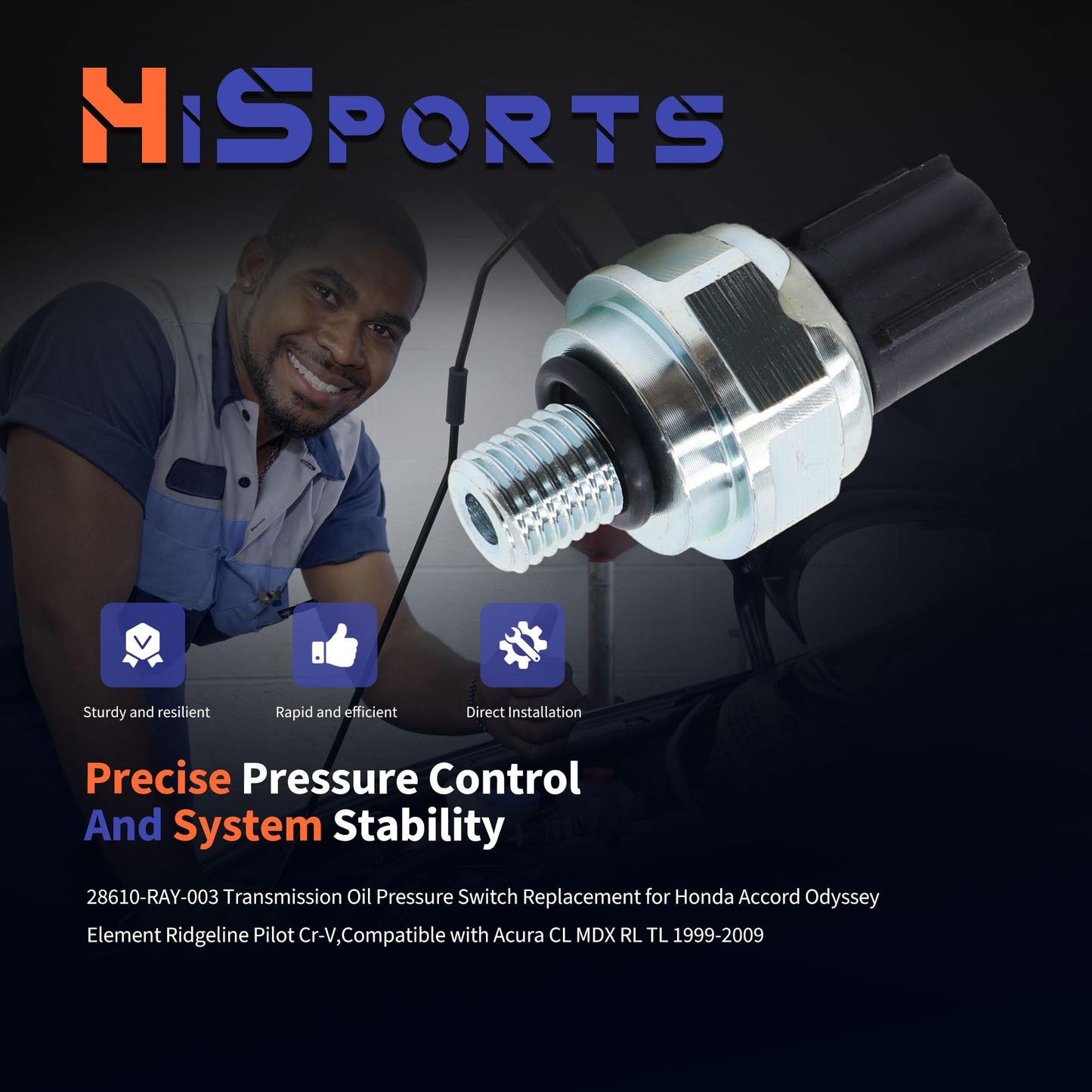 HiSport Transmission Pressure Switches 28600-RKE-004 28600-RAY-003 Compatible with Acura Honda MDX RL Odyssey Pilot Ridgeline 3.5L Automatic Transmission 2ND - 3RD Gear Oil Pressure Sensor Switch