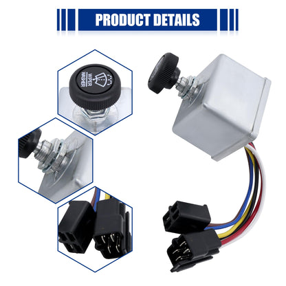 HiSport 75600-26/7560026 Wiper Switch with Knob Compatible with Peterbilt 300 Series 6-Lead Knob Wiper Switch Control Replace 220 378 379 387