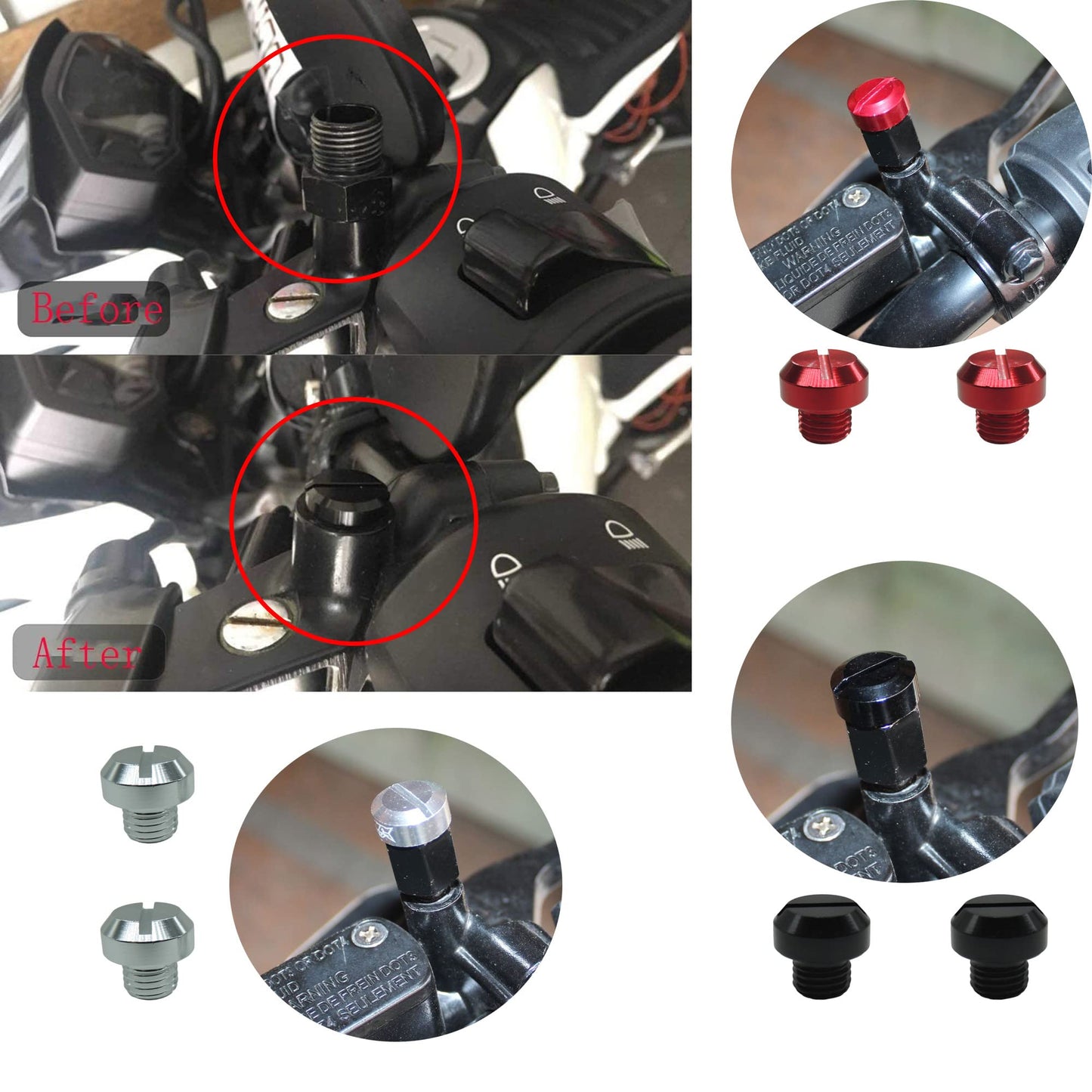 HiSport Motorcycle Mirror Hole Plugs Universal M10x1.25 Compatible With NC750S MT/ CB1000R/ Grom MSX125, KAWASAKI Z250SL/ Z400/ Z125, TRIUMPH Speed Triple 1050, SUZUKI, YAMAHA, DUCATI