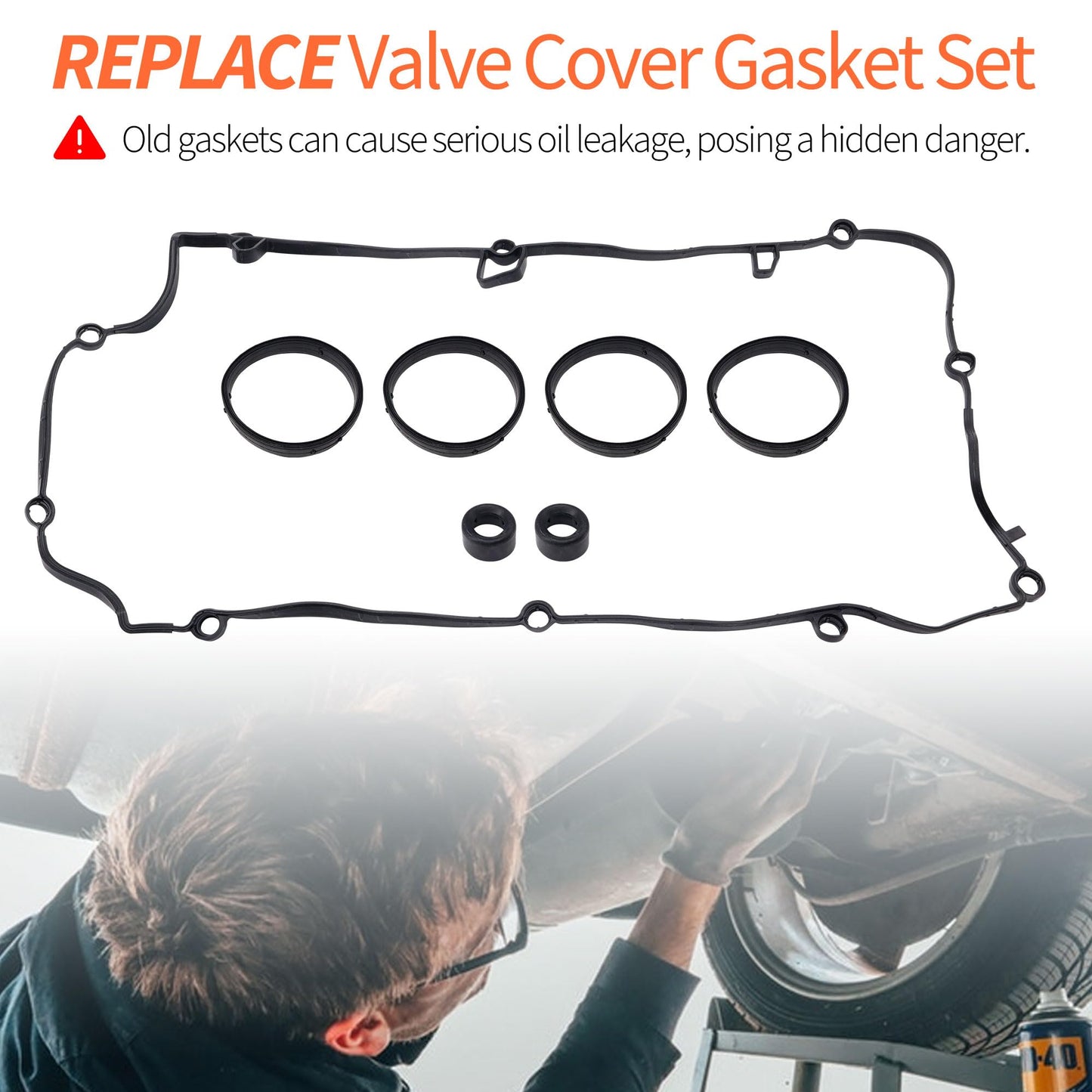 HiSport Engine Valve Cover Gasket Set - Compatible with BMW 120i 2016 118i 2012-2015 Mini Cooper Countryman 2011-2016 Mini Cooper Paceman 2013-2016 Mini Cooper 2011-2015 1.6L - Replace 11127582400