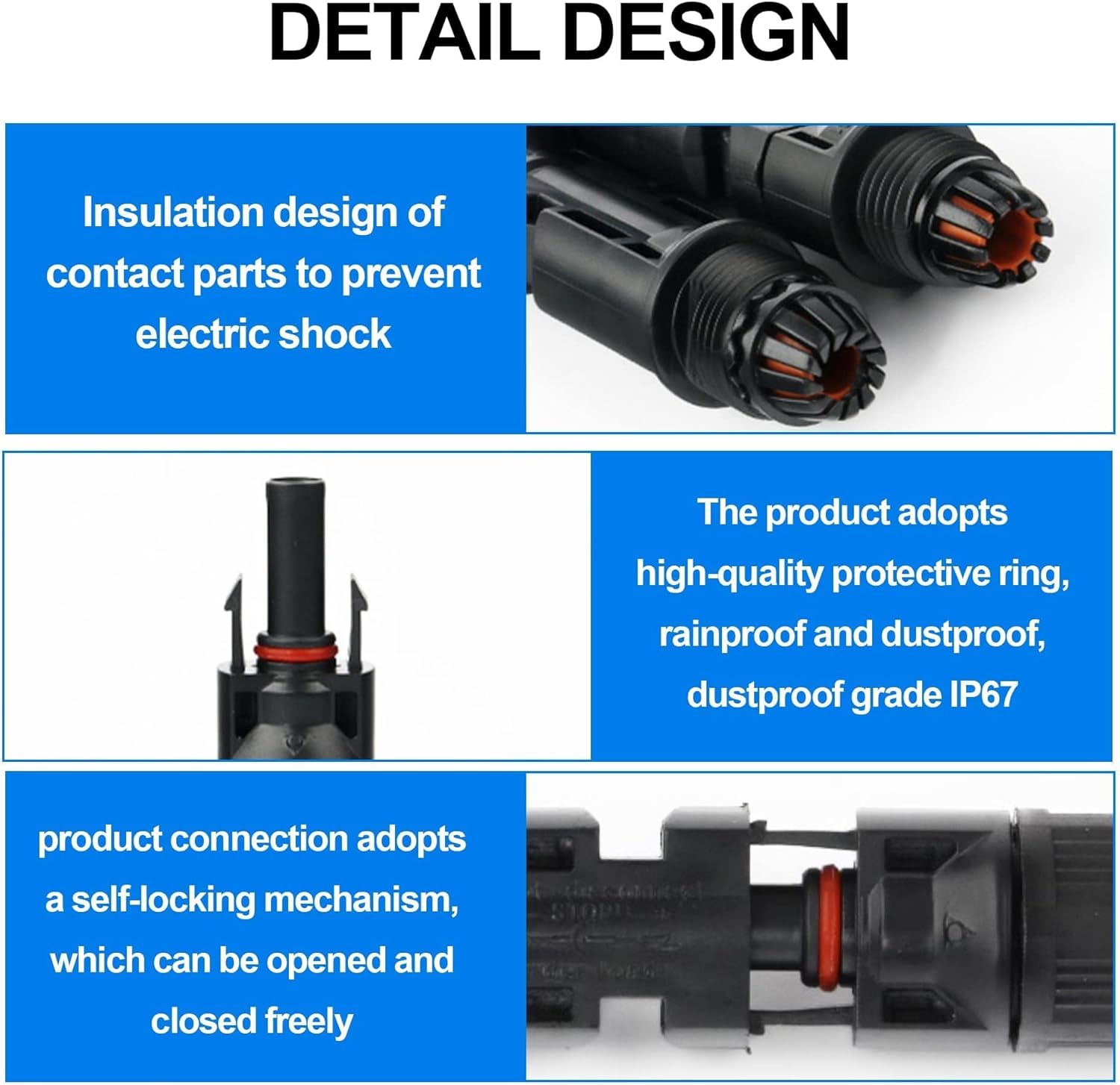 HISports Solar Cable Y Distributor 1 Pair 4mm²,Solar Panel PV Cable Parallel Male Female MMF and FFM Red/Black