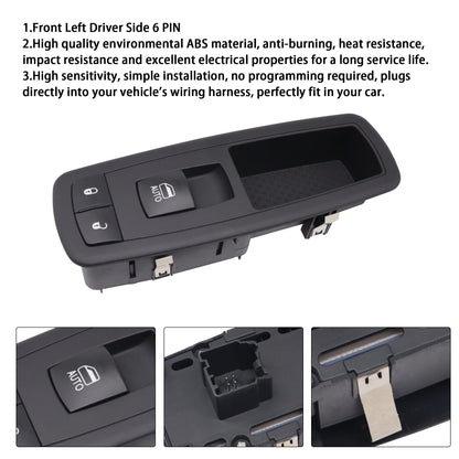 HiSport 68110865AA Power Window Switch Front Right Passenger Side 6 PINS - Compatible with Ram 1500 Classic 2500 3500 C/V Dodge Grand Caravan Chrysler Town & Country 2013-2020