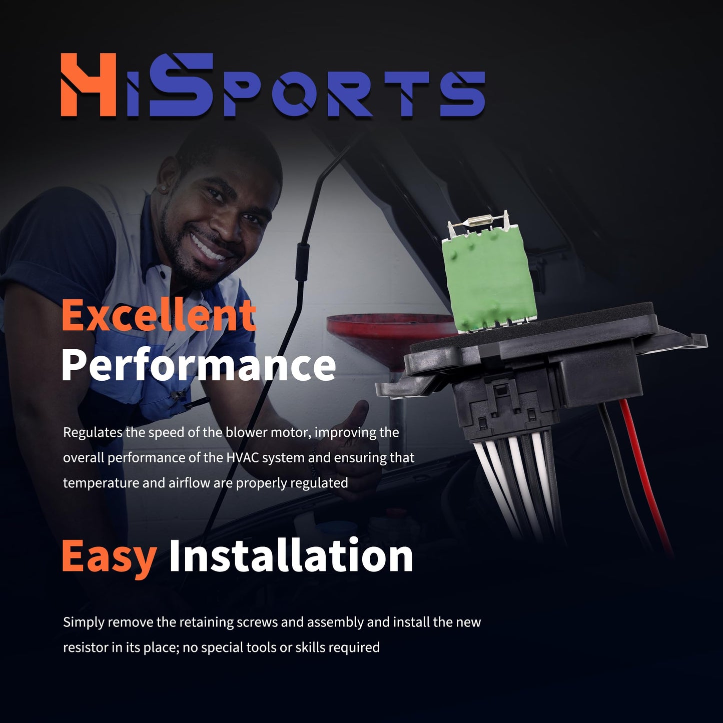 HiSport 89019100 HVAC Blower Motor Resistor Kit with Harness Compatible with Chevy Trailblazer EXT & GMC Envoy XL XUV & Buick Rainier & Isuzu Ascende & Oldsmobile Bravada Replaces 973-008, 973008