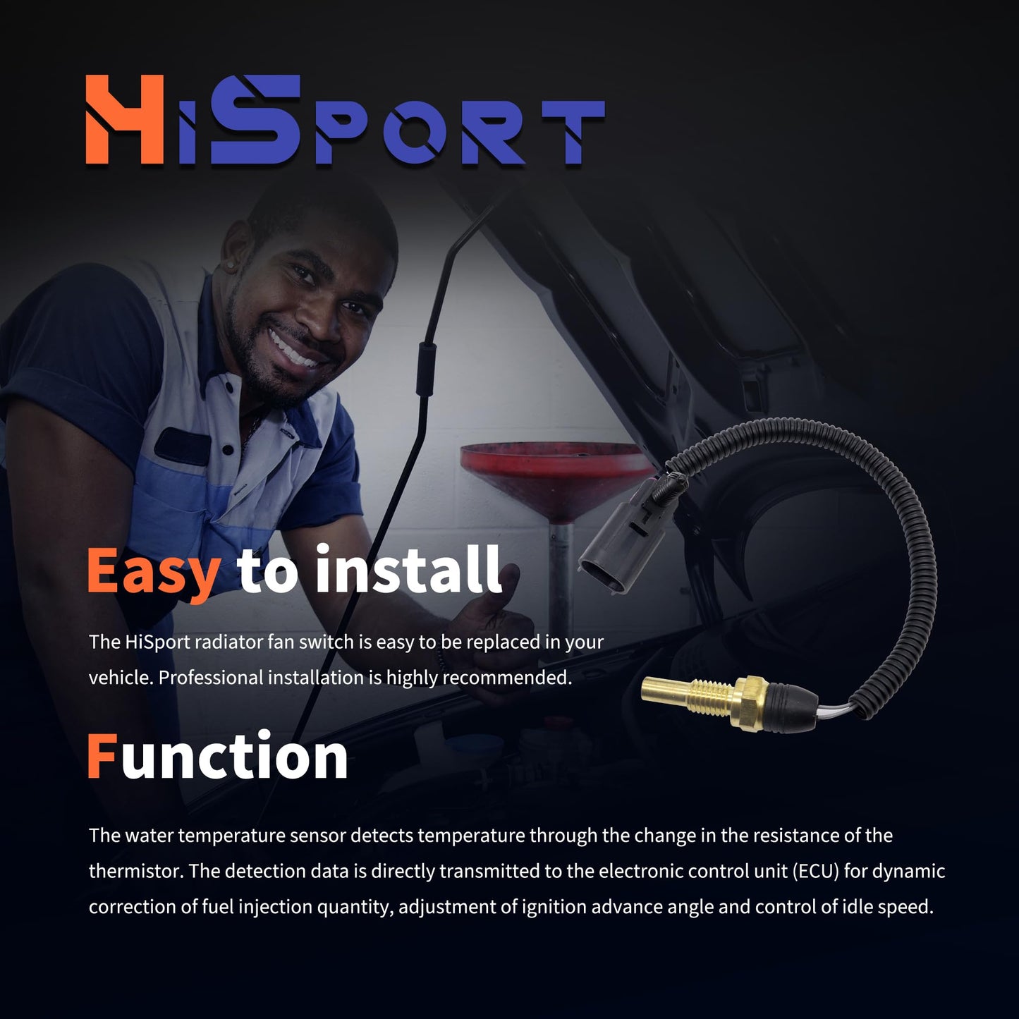 HiSport Coolant Temperature Sensor 213-963 Compatible with Buick Rainier 2004-2005 & Chevrolet Trailblazer 02-05 & GMC Envoy 2002-2005 & Isuzu Ascender 2003-2005 & Oldsmobile Bravada 2002-2004